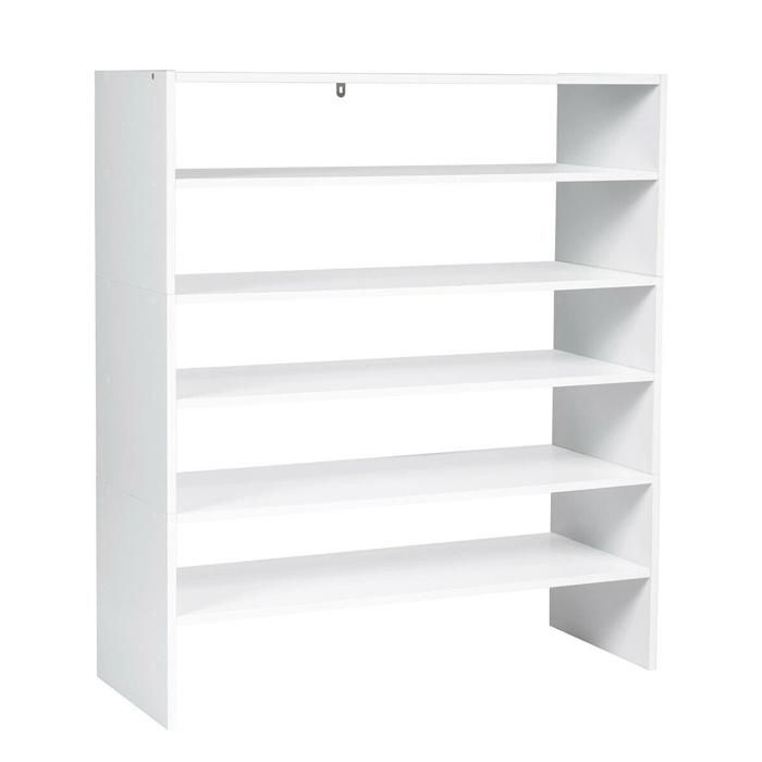 Meuble à chaussures horizontal de 78 cm de long étagère de rangement à 2 niveaux blanc