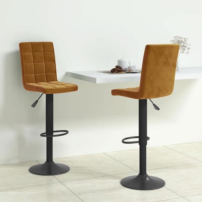 vidaXL Tabourets cuisine - Chaises de bar - lot de 2 - marron velours @512