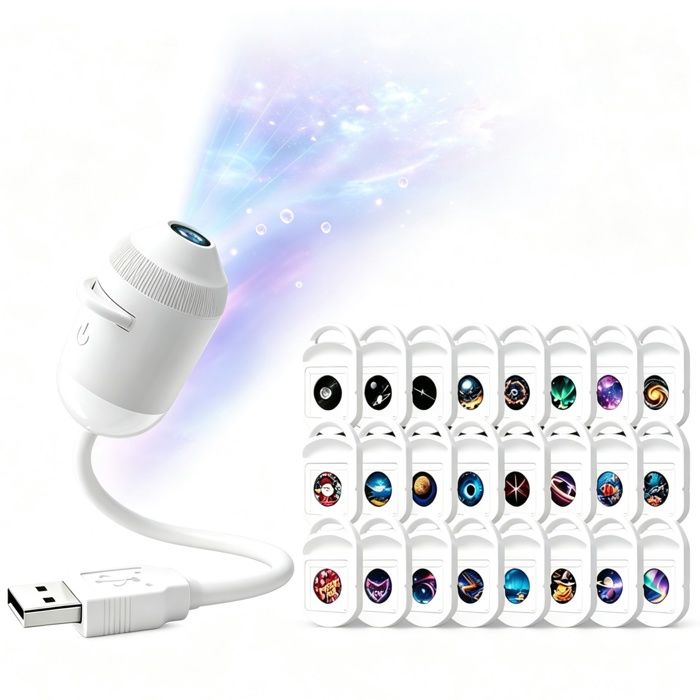 Projecteur détoiles Projecteur ciel étoile 2-en-1 LED 24 disques Contrôle tactile USB Projecteur galaxie 5D Chambre enfant