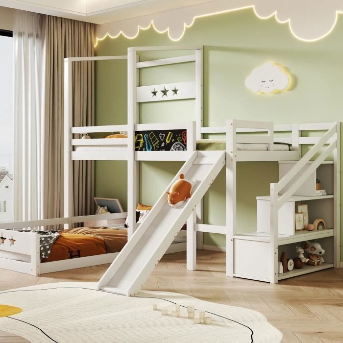 Lit Superposé Enfant En Bois Avec Rangements - Occasion