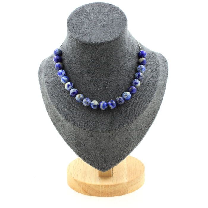 Meilleurs prix pour Collier - ABIJOUX - Lapis Lazuli - 20 perles 8 mm - Acier inoxydable - Longueur 45 cm