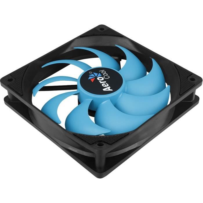 AEROCOOL Ventilateur pour boitier PC Motion 12 plus – 120 mm – Noir avec ventilateur bleu