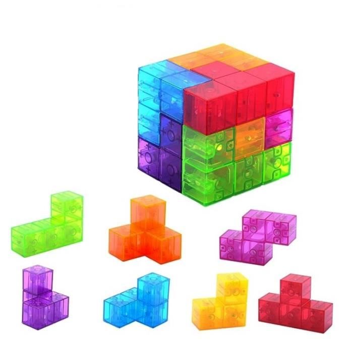 Jouet de construction magnetique - AMOUNE - Cubes 3D - 7 blo