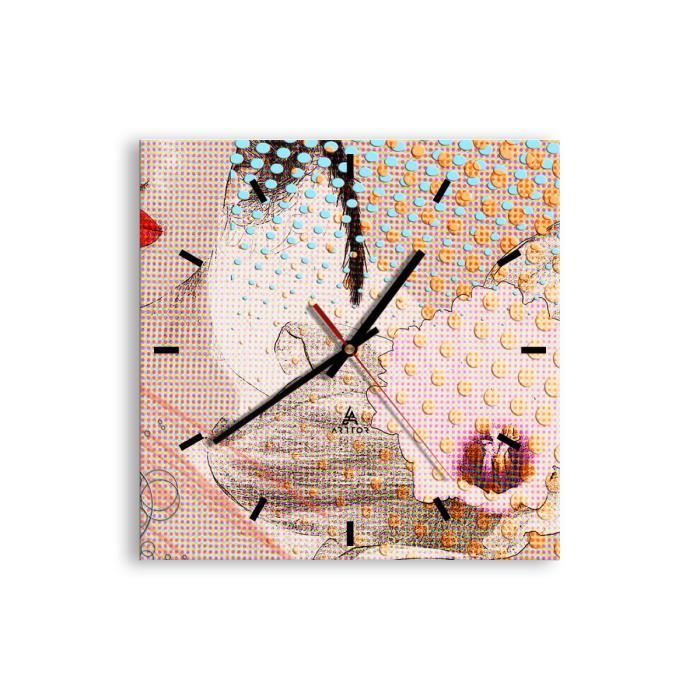 Horloge Murale Design Verre 30x30 Cm – Vintage Oranges Coloré Fruits Rétro – Coloray