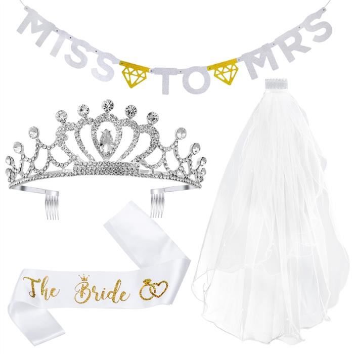 Unomor Bachelorette Party Mariee Decorations Kit Mariage Cadeau De Mariee Cristal Perle Tiara Couronne Voile Satin Sash Papier Achat Vente Diademe Unomor Bachelorette Party