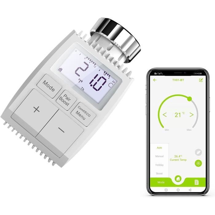 Tête Thermostatique Connectée et Intelligente,Thermostat Bluetooth,  Compatible avec Tuya App, Smart Life, 1Pack[35]