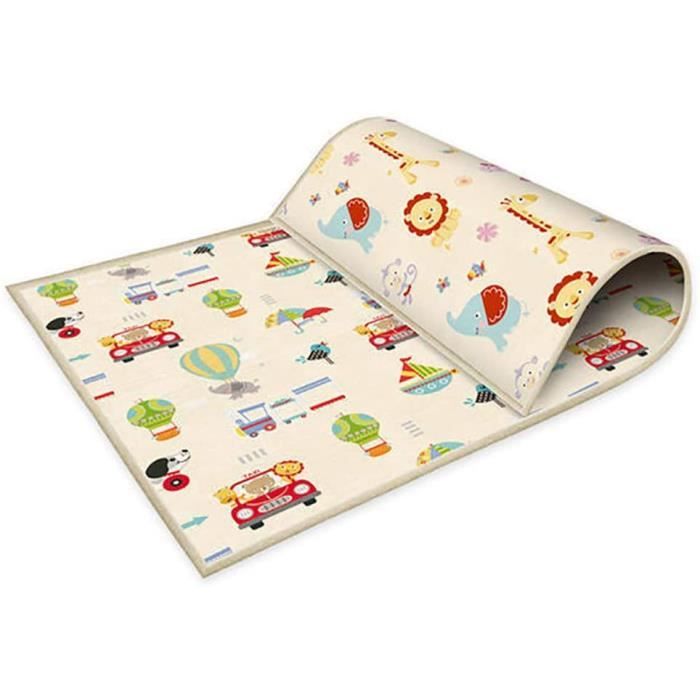 SETHEPACE - Tapis Bébé Velours Corail 150x150cm - Épaisseur 3cm - Antidérapant - Motricité Et Jeux - Bleu Foncé