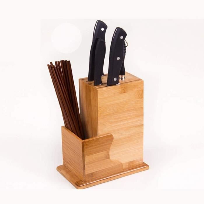 Porte-couteau Rotatif Tyenaza Blanc - Bac Récupérateur Amovible, Fente Pour Ciseaux, Rangement Comptoir - 4