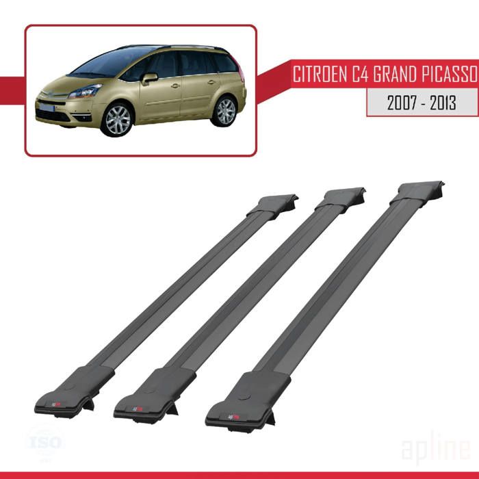 Compatible avec Citroen C4 Grand Picasso 2007-2013 Barres de Toit FLY Modèle Railing Porte-Bagages de voiture 3 BARRAS NOIR