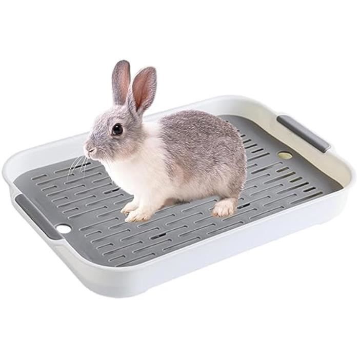 Grand Bac À LitièRe pour Lapin avec Tiroir, Toilette d'angle avec Bac D'EntraîNement pour Grille, Boîte Toilettes pour Animaux