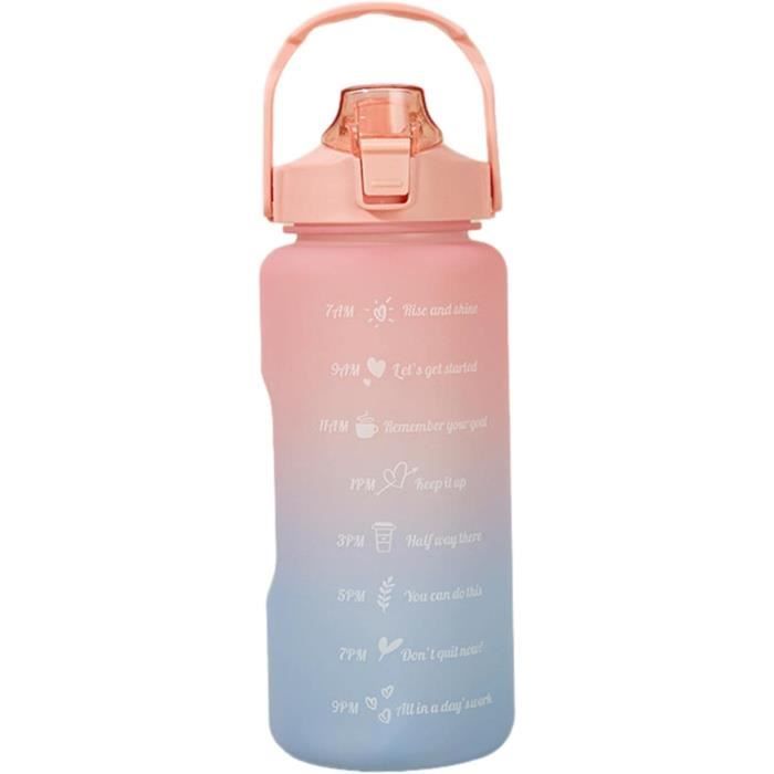 Gourde Sport 750 Ml Avec Marqueur De Temps - Sans BPA, étanche, Avec Paille Et Dragonne, Pour Gym, Course, Bureau, Couleur Violette - 4