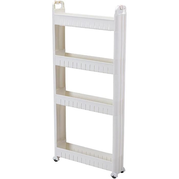 Chariot De Rangement Mobile à Étagères - 2/3/4/5 Niveaux - Blanc - Pour Cuisine, Salle De Bain, Buanderie