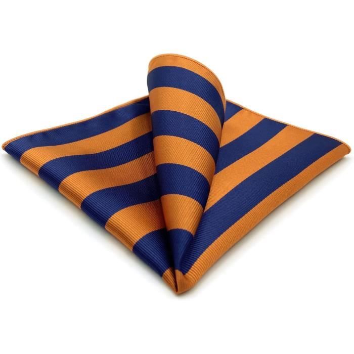 Nouveau Bleu Orange Rayures Homme Cravate Ensemble Costume D