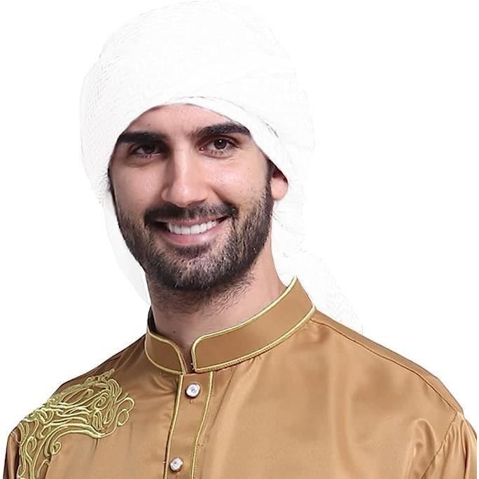 Turban / Foulard En Satin Plissé Style Sultan Arabe - Couleur Or, Taille ~24x17 Cm - Pour Déguisement, Fête à Thème, Costume