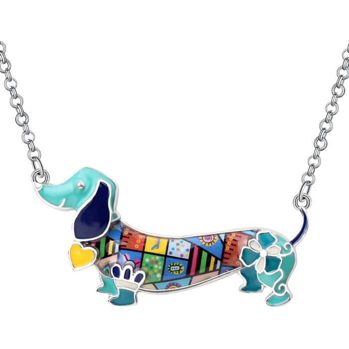 Collier réglable avec teckel – Bijou artisanal animal pour femme