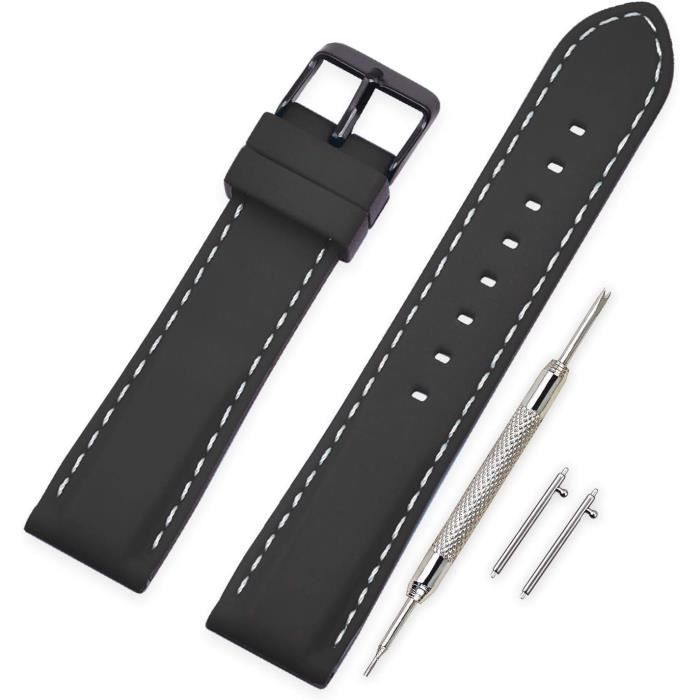 Bracelet De Montre En Acier Inoxydable TStrap 24mm - Argent Fermoir Déployant Homme Neuf