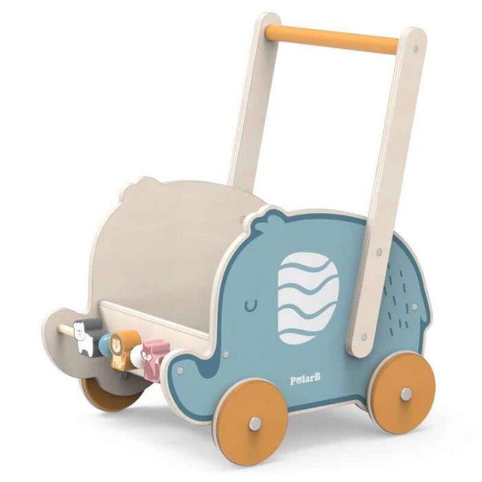 Chariot De Marche En Bois VERTBAUDET Avec Freins, Siège Pour Poupée, Boulier, Jeu D'encastrement Et Accessoires - Poussette évolutive Pour Bébé Dès 12 Mois