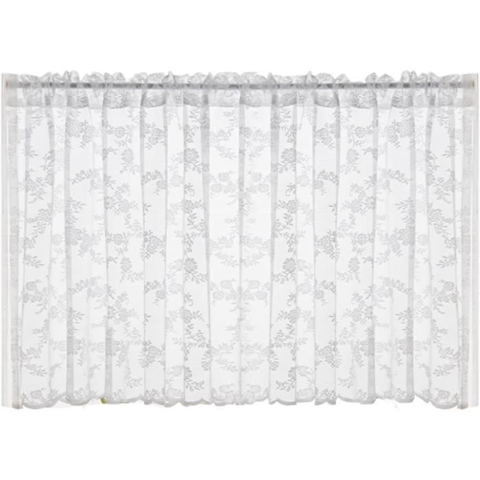 2 Pièces Rideaux En Dentelle Blanche Brodée, (H) 200 X (L) 150 Cm