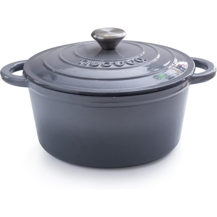 Cocotte Faitout en Fonte 4,7 L avec Couvercle pour Induction