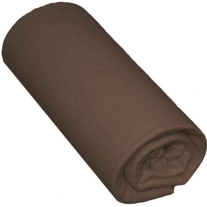 Drap housse - 100% Coton - Marron - 160x200 cm - Bonnet 25 cm - 57 fils