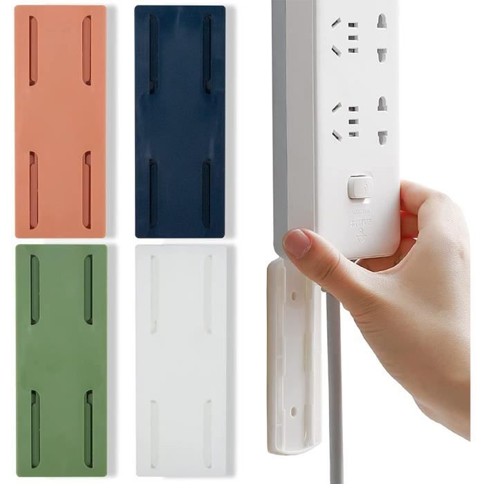 Lot de 4 Support de Douille Adhésif sans Poinçon, Support de multiprise