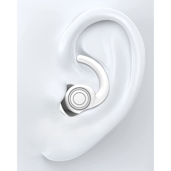 Bouchons D'oreille Pour Dormir, SAMSYOKI 4 Paires Bouchons D'Oreilles Réutilisables En Silicone Bouchon D'Oreille Anti-Bruit Boules Quies Pour Dormir Ronfler Voyager Travailler Noir Gris
