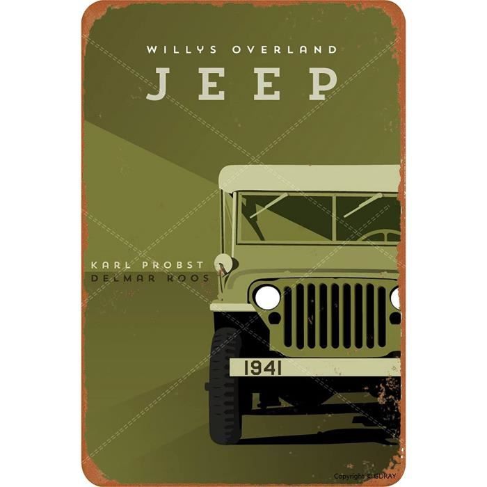 Plaque Métal Vintage Jeep Wrangler - Enseigne Décorative Pour Garage, Atelier, Décoration 4x4