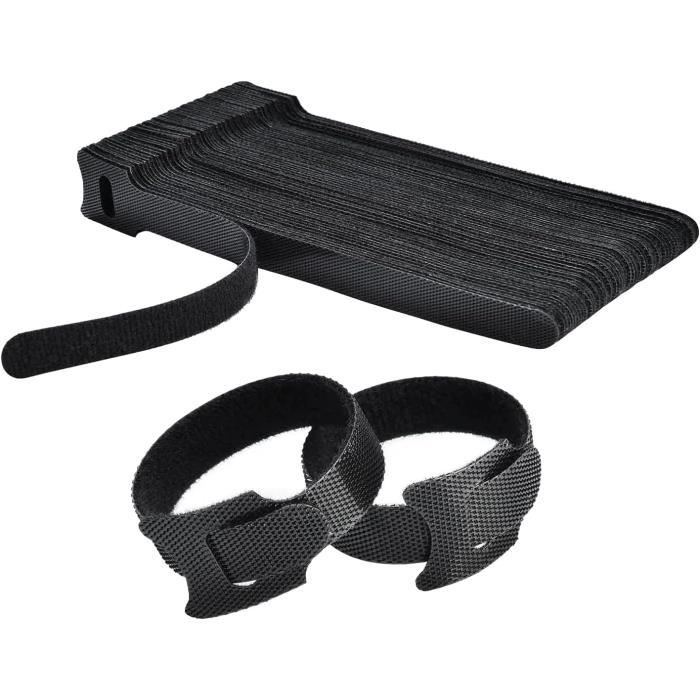 Melotough Lot De 3 Serre-câbles Réutilisables Intérieur/Extérieur - Organisateur De Colliers De Serrage Noir Robuste