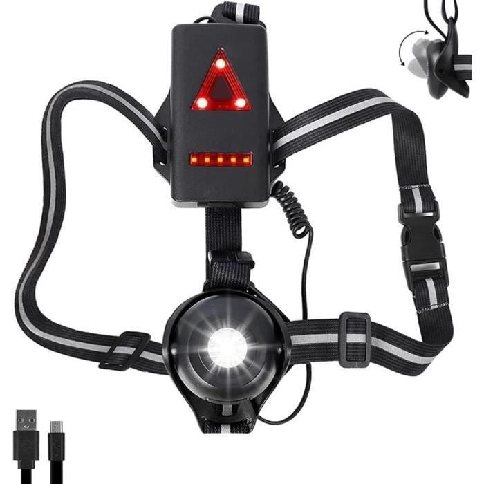 Lampe De Poitrine LED Rechargeable USB 500lm - Pour Course, Jogging, Camping - Étanche, Réglable