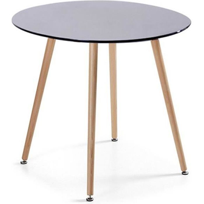 Designetsamaison Table A Manger Ronde Scandinave Noire 100cm
