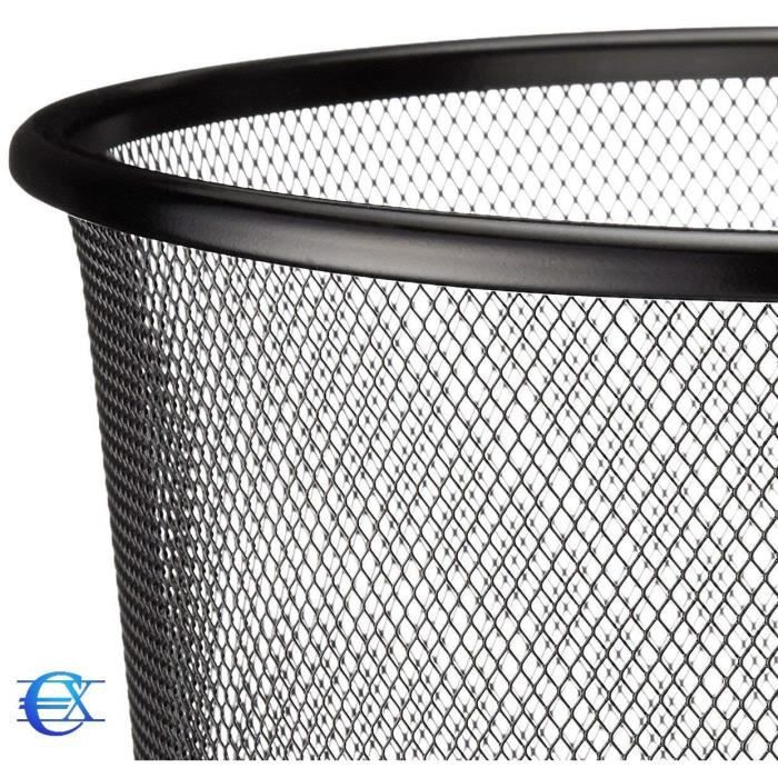Poubelle de bureau pour bureau ou maison de grille en métal poubelle noire pour table de travail 10 l Poubelle de bureau noire métallique