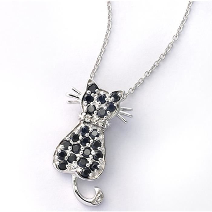 Anderson Webb Collier Avec Pendentif Motif Chat Saphir Argent Sterling 925 Noir Achat Vente Sautoir Et Collier Anderson Webb Collier A Femme Adulte Argent Argente
