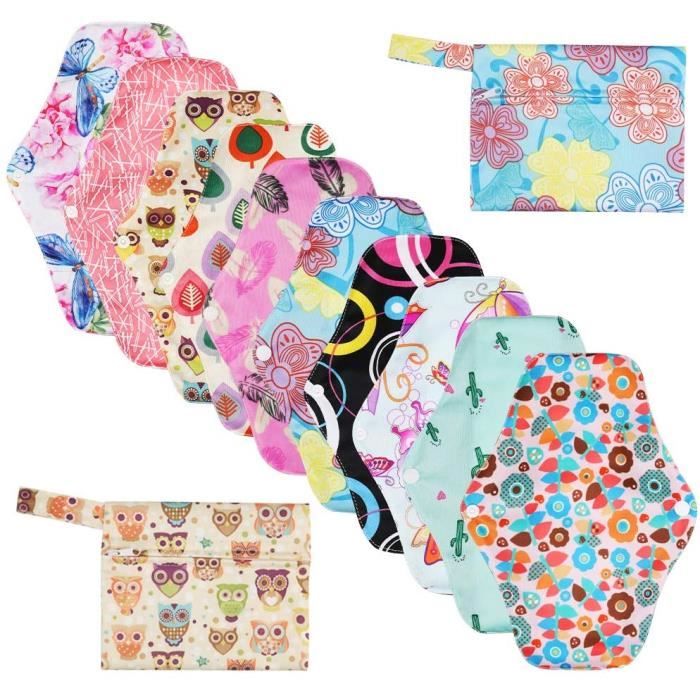 Photo de hygiene-feminine-rovtop-10-pcs-25-4cm-serviettes-hygieniques-lavables-en