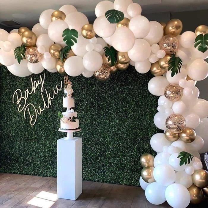 Leegoal 100pcs Decoration Ballon Kit De Fete Guirlande Cintree Pour Anniversaire Mariage Saint Valentin Blanc Or Feuille Achat Vente Ballon Decoratif Cdiscount