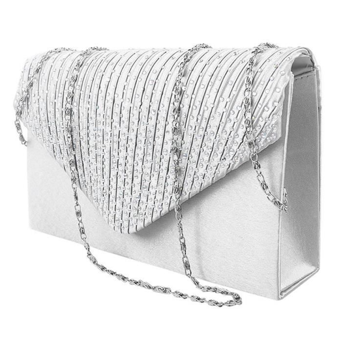 Femme Dame Mini Sac A Main Pochette Soiree Fete Mariage Satin Strass Elegant Blanc Achat Vente Femme Dame Mini Sac A Main Cdiscount