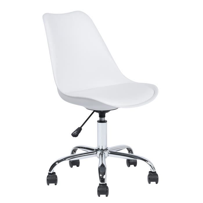 Furnish1 Chaise De Bureau Hauteur Reglable Chaise De Bureau A Roulettes Enfant Blanc Style Contemporain L48xp55xh82 92cm Achat Vente Chaise De Bureau Coque En Polypropylene Revetement Simili Soldes