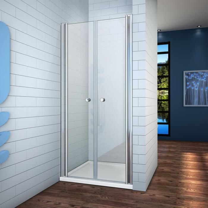 90x195cm Porte pivotante porte de douche paroi de douche en niche verre anticalcaire