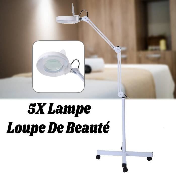 Lampe Grossissante De Beaute Sur Pied pour tatouage ongles estheticiennes maquillage Eclairage LED 5X Blanc JIN1017 Cdiscount Maison