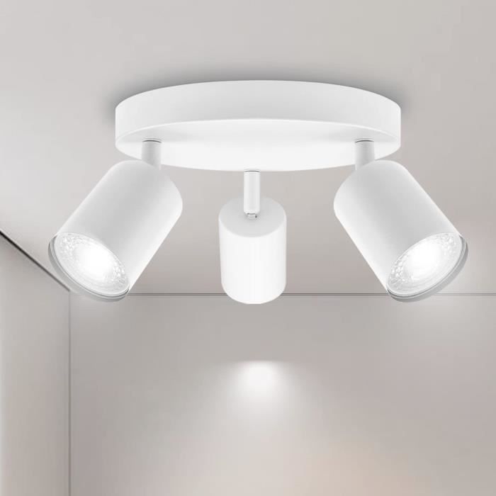 Plafonnier Spot Orientable Moderne Applique Plafond Interieur LED pour Cuisine Plafonnier 3 Spots Blanc Livré Sans Ampoules Chambre Ketom Spot Plafond GU10 Salon 