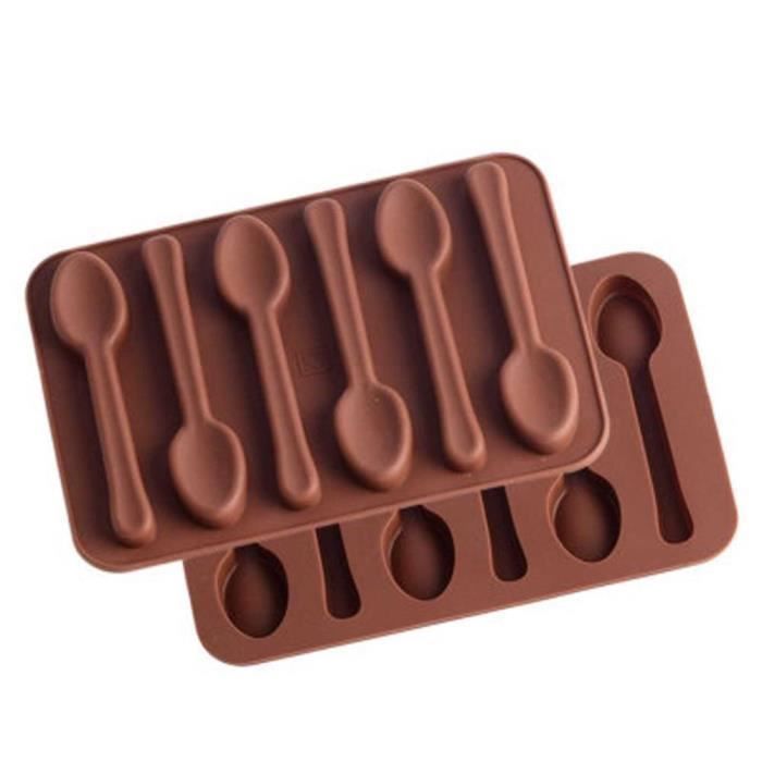 Moule 3D antiadhésif à gelée et à bonbons bricolage même pour noël, outils  de cuisson chocolat avec cuillère~E*TR4263