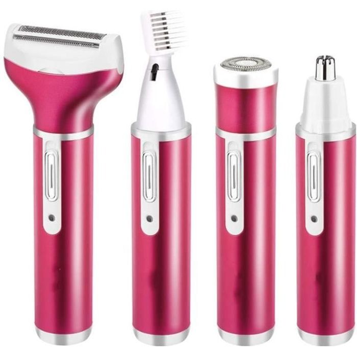 Rasoir Électrique - Femme - 4 en 1 - Rouge - Autonomie 90 min - Chargement USB