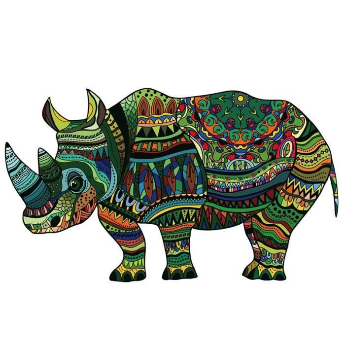 Puzzle en bois de tigre arc-en-ciel pièces de forme unique cadeau