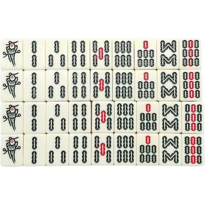 LANYOTA Lot de 144 pions Majong chinois traditionnel de 24 mm pour le voyage, avec boîte, kit de mah jongg avec racks et dés (24 x 16 x 12 mm