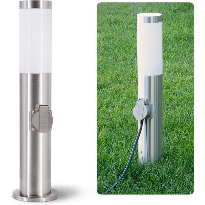 linovum Cari Lampe de jardin pour extérieur en blanc avec douille pour 1 x GU10 Lampe de jardin avec alimentation IP65 avec câble Schuko de 2 m