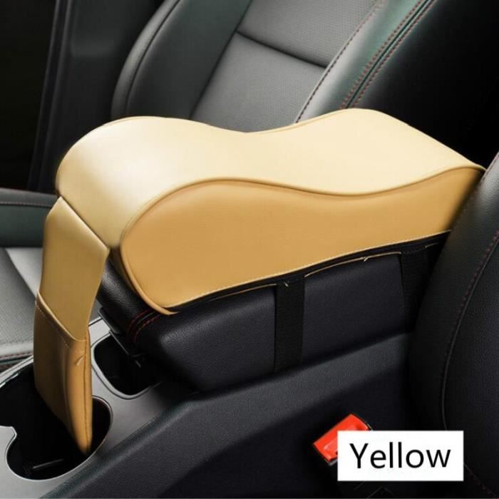 Yellow -Coussin d'accoudoir Central de voiture en cuir noir, repose bras de  Console centrale automatique, boîte de siège, tapis de c - Cdiscount