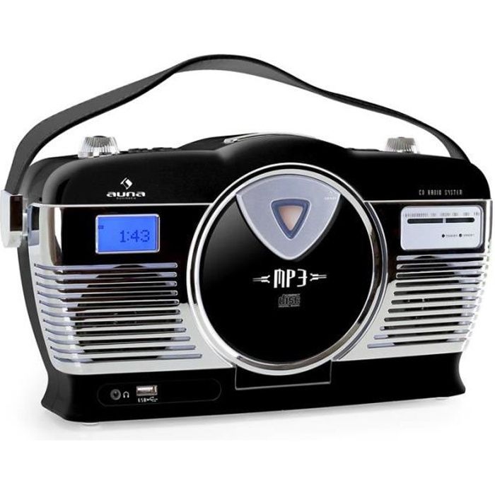 CGV CD30BT Radio Vintage CD/FM/Bluetooth/USB MP3 Aluminium/Wengé 