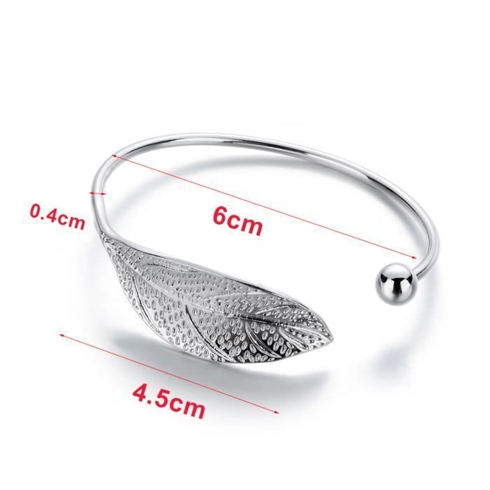 Bracelet Manchette En Feuille D'argent CABODYALS - Alliage, Réglable, Pour Femmes, Style Bohème - 7
