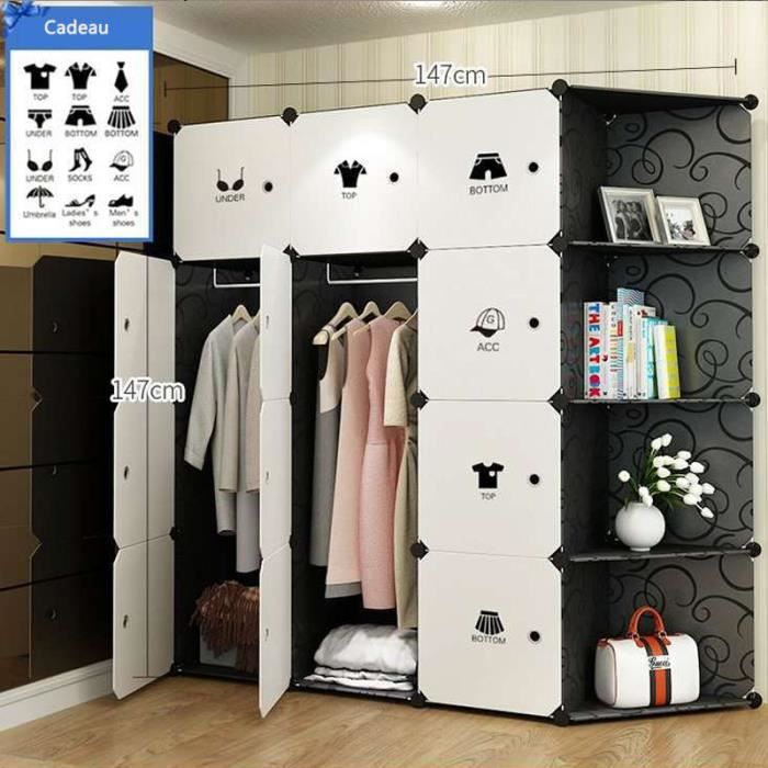 Armoire De Vetement De Rangement Plastique Garde Robe Simple 12