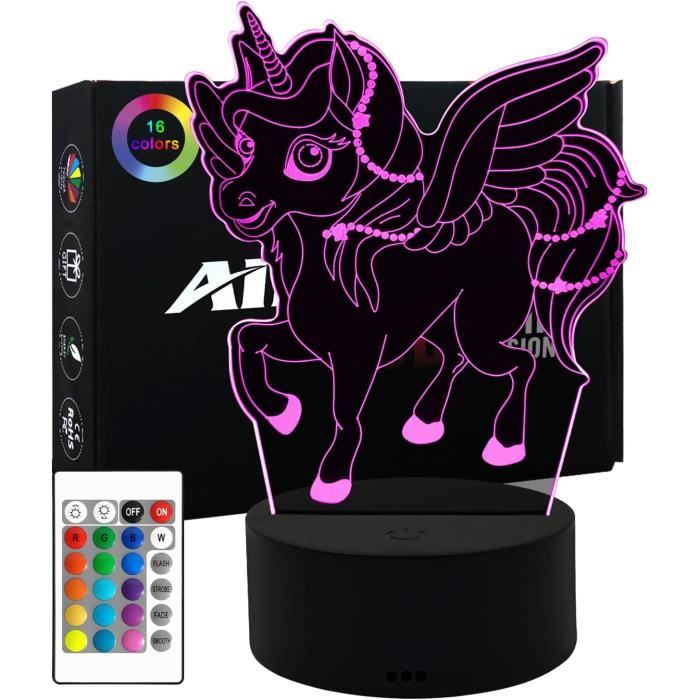 Lampe Néon LED Licorne Colorée Sur Batterie Veilleuse Déco