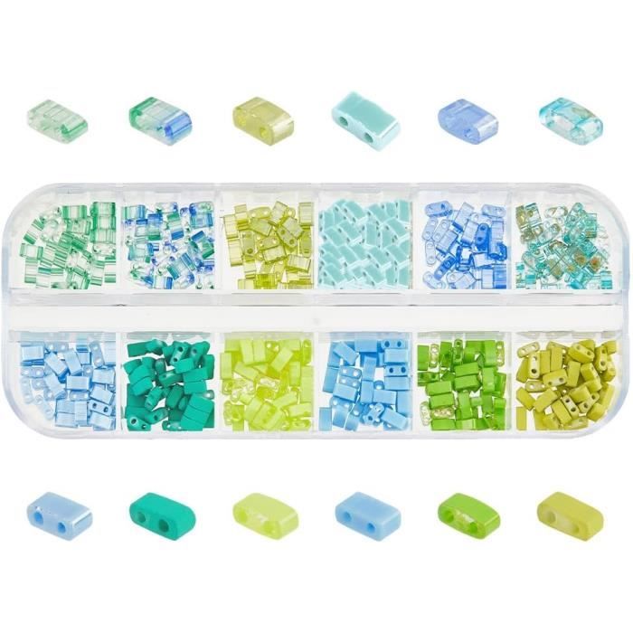 Perles Plates PH PandaHall 180pcs 3 Tailles Perles Tila Perles De Rocaille à 2 Perles Pour Bracelet Plate